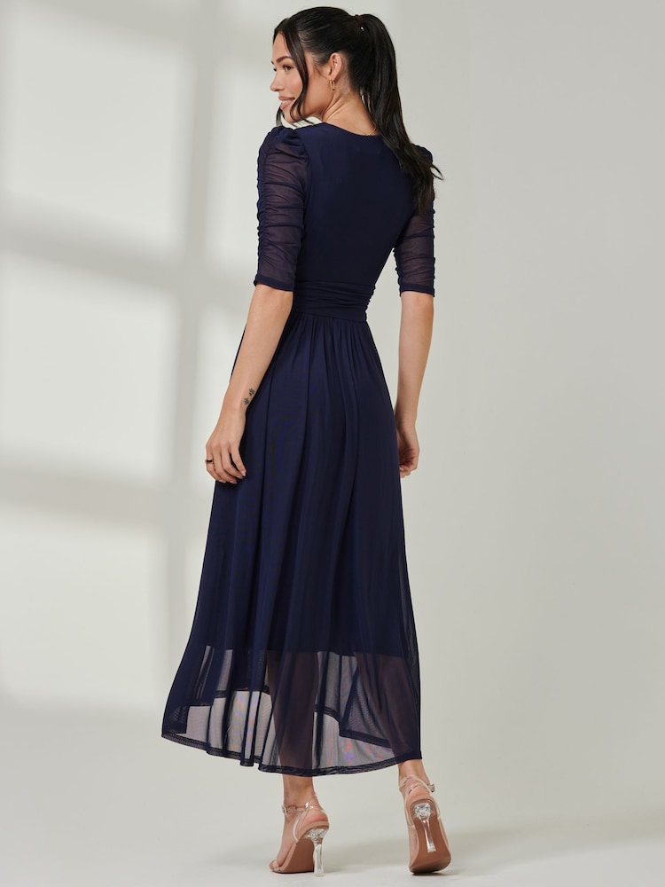 Jolie Moi Aneissa Mesh-Maxikleid mit gerafften Ärmeln - Bild 2 von 6