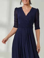Jolie Moi Aneissa Mesh-Maxikleid mit gerafften Ärmeln - Bild 3 von 6