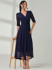 Jolie Moi Aneissa Mesh-Maxikleid mit gerafften Ärmeln - Bild 4 von 6