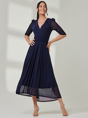 Jolie Moi Aneissa Mesh-Maxikleid mit gerafften Ärmeln - Bild 5 von 6