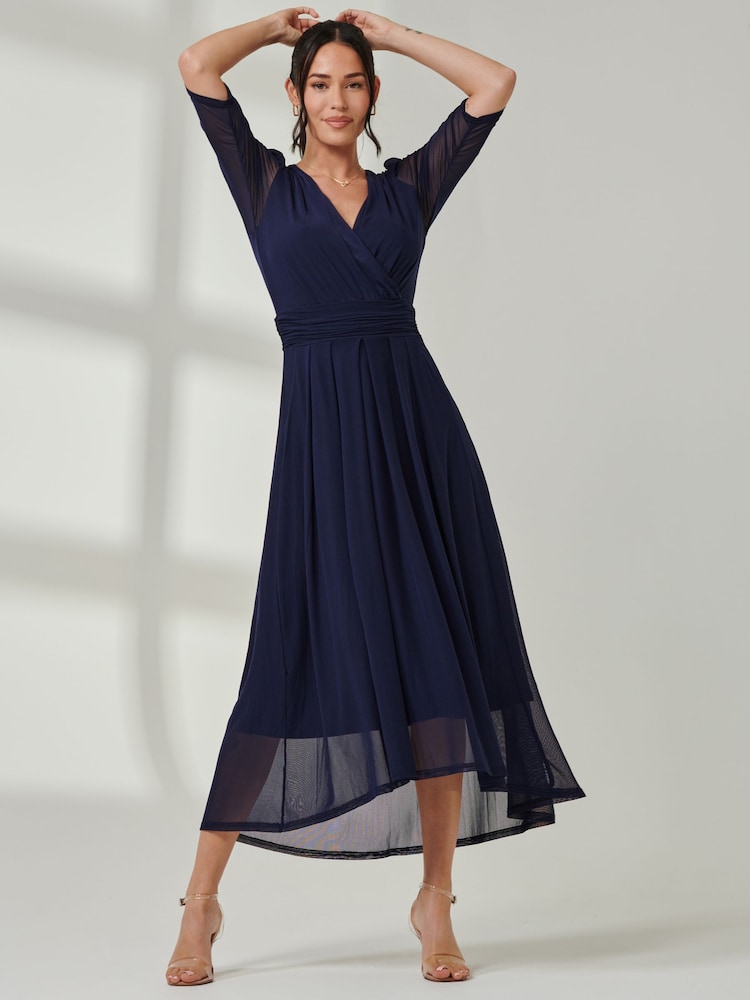 Jolie Moi Aneissa Mesh-Maxikleid mit gerafften Ärmeln - Bild 6 von 6