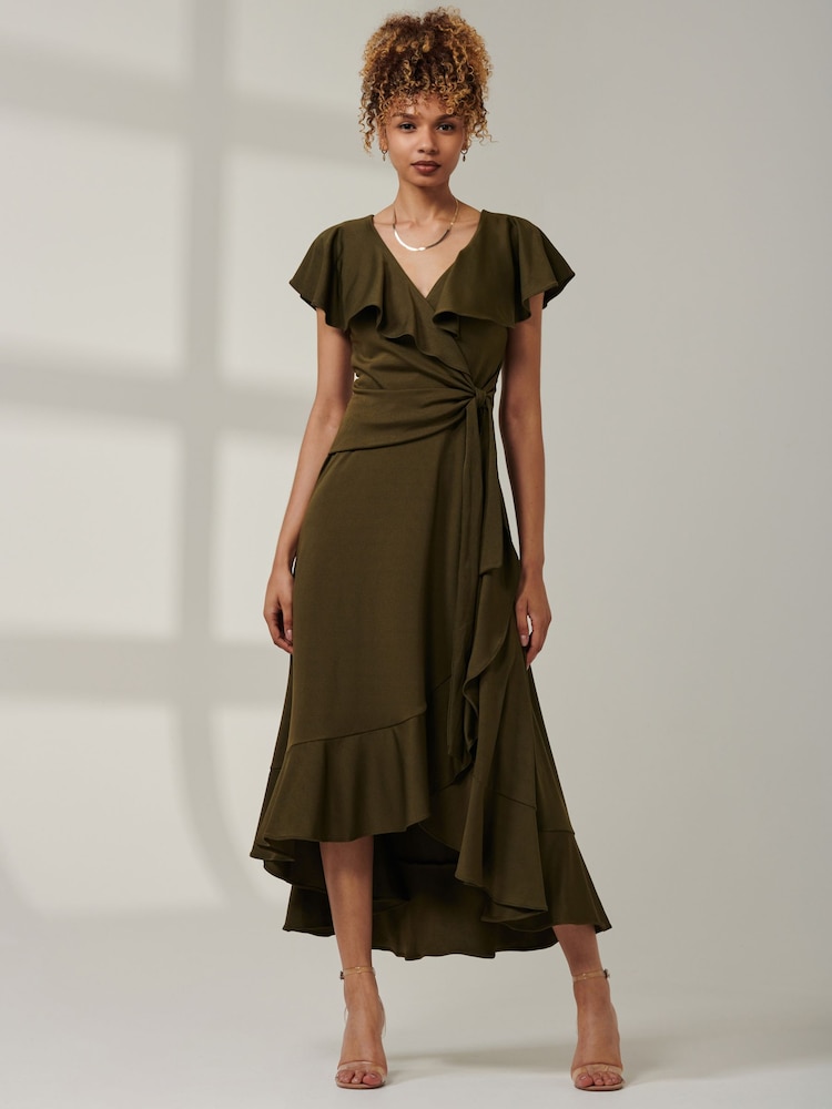 Jolie Moi Green High Low Ruffle Maxi Dress - Image 1 of 6
