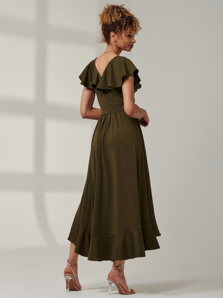Jolie Moi Green High Low Ruffle Maxi Dress - Image 2 of 6