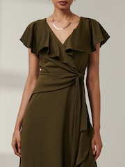 Jolie Moi Green High Low Ruffle Maxi Dress - Image 3 of 6