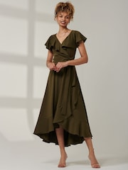 Jolie Moi Green High Low Ruffle Maxi Dress - Image 4 of 6