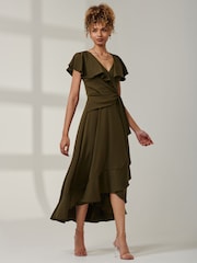 Jolie Moi Green High Low Ruffle Maxi Dress - Image 6 of 6