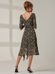 Jolie Moi Black Half Sleeve Floral Dress - Image 2 of 6