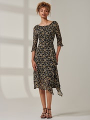Jolie Moi Black Half Sleeve Floral Dress - Image 4 of 6