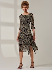Jolie Moi Black Half Sleeve Floral Dress - Image 6 of 6