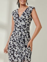 Jolie Moi Black Mesh Wrap Ruched Bodycon Dress - Image 3 of 6