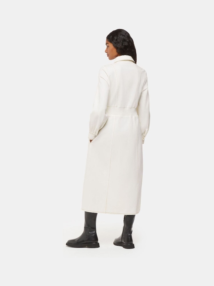 Whistles White Petite Harlowe Denim Midi 100% Cotton Dress - Image 2 of 5