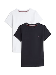 Tommy Hilfiger Chalk White Short Sleeve Pyjama T-Shirts 2 Pack - Image 1 of 5