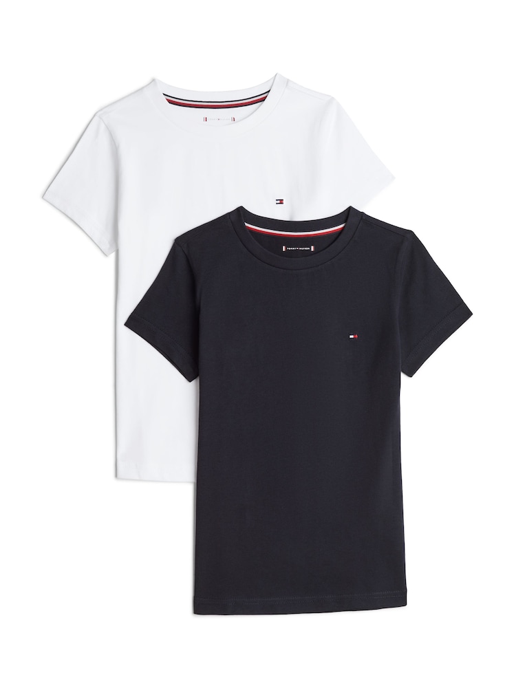 Tommy Hilfiger Chalk White Short Sleeve Pyjama T-Shirts 2 Pack - Image 1 of 5