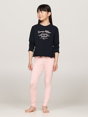 Tommy Hilfiger Pink Long Sleeved Pyjama Leggings Set - Image 1 of 4