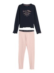 Tommy Hilfiger Pink Long Sleeved Pyjama Leggings Set - Image 4 of 4