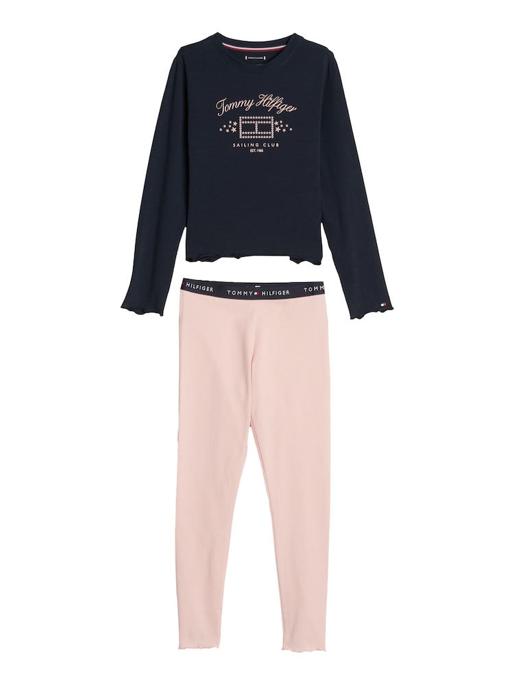 Tommy Hilfiger Pink Long Sleeved Pyjama Leggings Set - Image 4 of 4