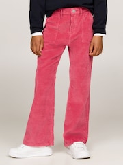 Tommy Hilfiger Pink Corduroy Flared 100% Cotton Trousers - Image 1 of 5