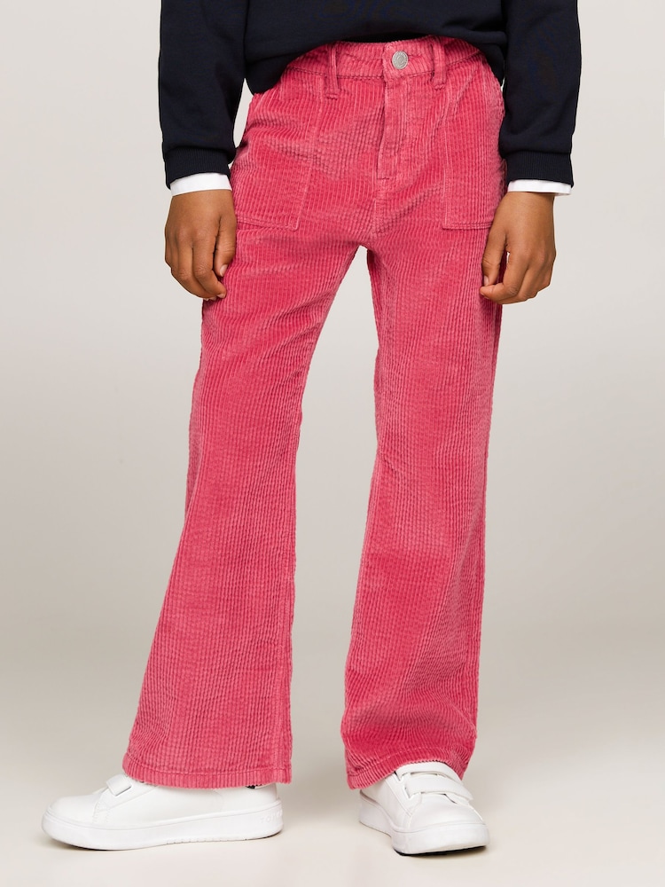 Tommy Hilfiger Pink Corduroy Flared 100% Cotton Trousers - Image 1 of 5