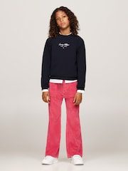 Tommy Hilfiger Pink Corduroy Flared 100% Cotton Trousers - Image 2 of 5