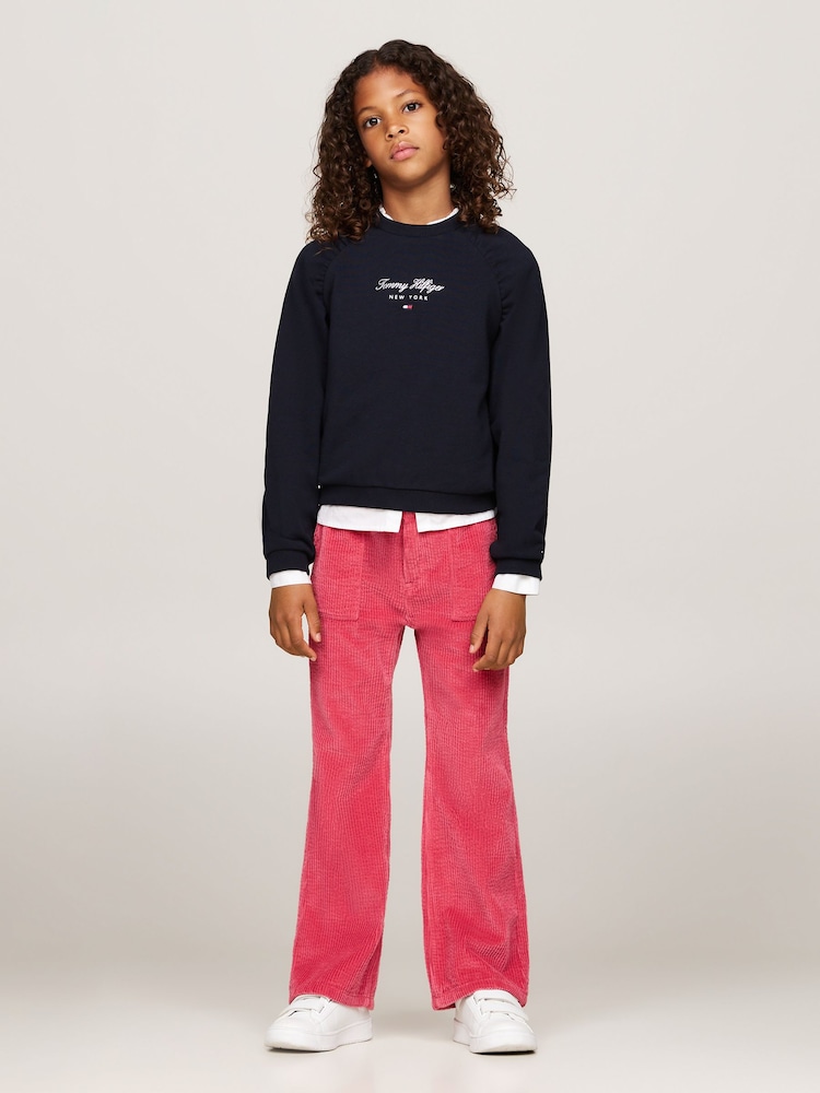 Tommy Hilfiger Pink Corduroy Flared 100% Cotton Trousers - Image 2 of 5