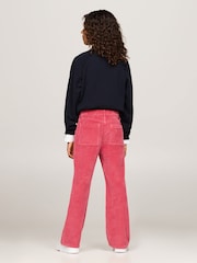 Tommy Hilfiger Pink Corduroy Flared 100% Cotton Trousers - Image 3 of 5
