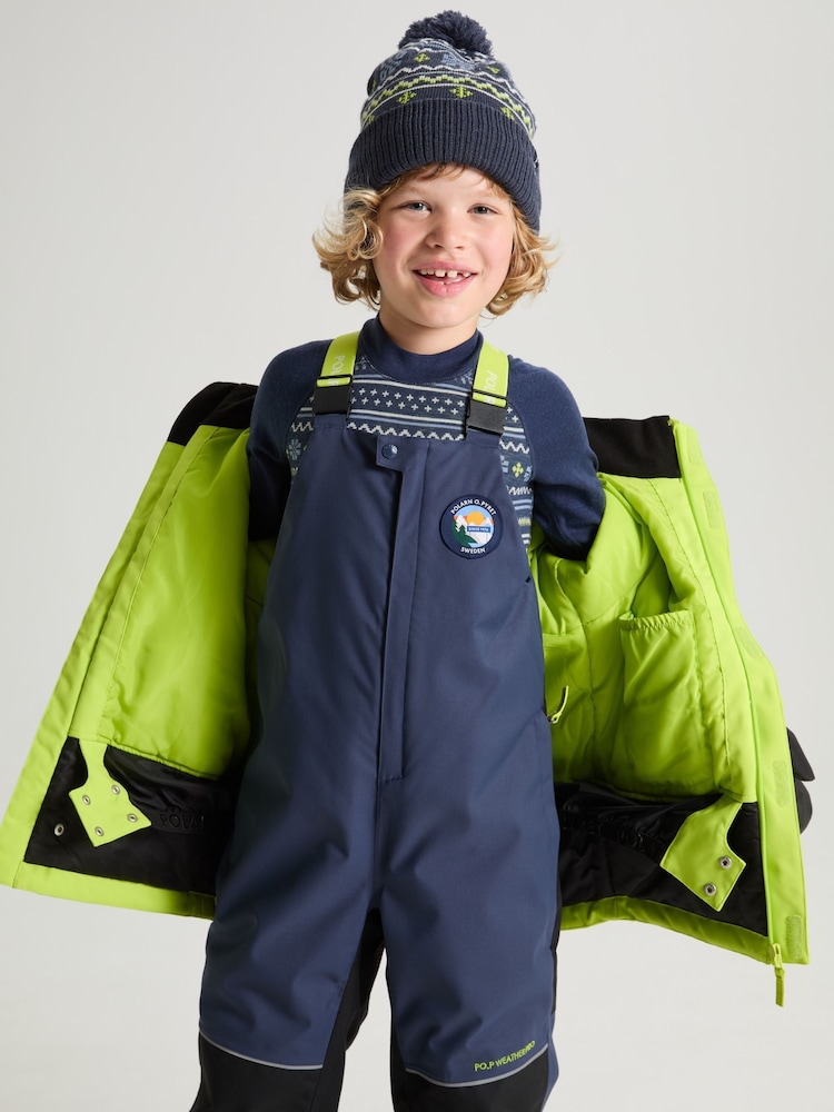 Polarn O Pyret Blue Waterproof Padded Ski Salopettes - Image 3 of 9
