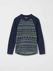 Polarn O Pyret Blue Merino Wool Nordic Thermal Top - Image 1 of 3