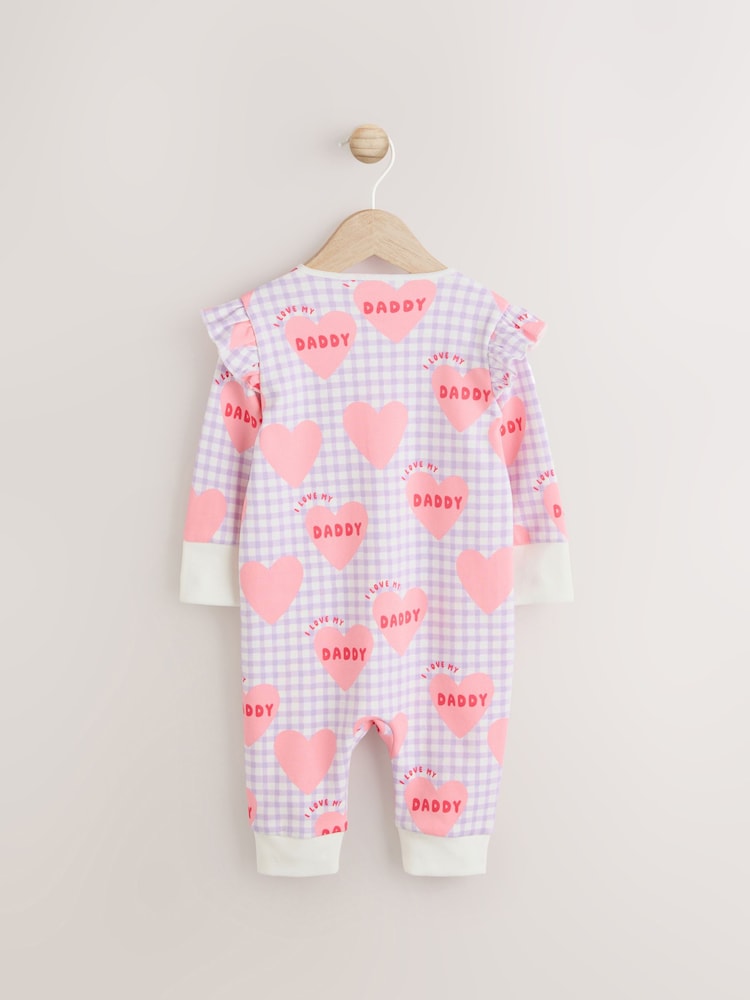 Lilac Daddy Family Two Way Zip 100% Cotton Sleepsuit (0mths-2yrs) (0mths-2yrs) - Image 2 of 6