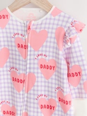 Lilac Daddy Family Two Way Zip 100% Cotton Sleepsuit (0mths-2yrs) (0mths-2yrs) - Image 3 of 6