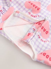 Lilac Daddy Family Two Way Zip 100% Cotton Sleepsuit (0mths-2yrs) (0mths-2yrs) - Image 4 of 6