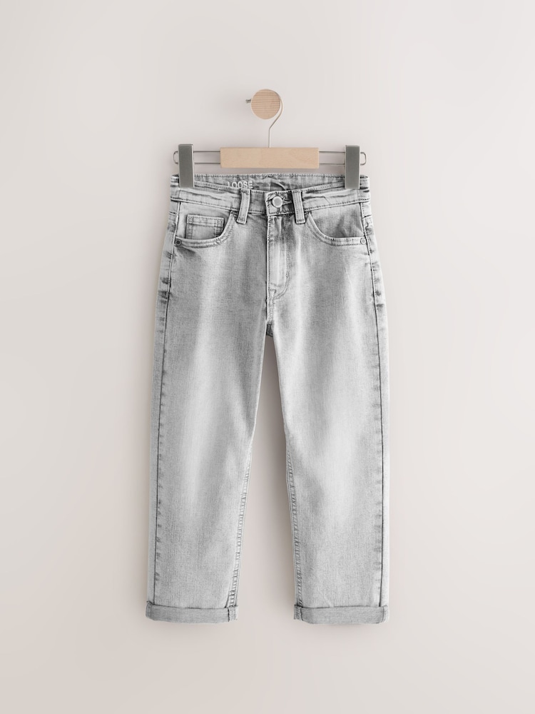 Light Grey Loose Fit Stretch Jeans (3-17yrs) - Image 1 of 5