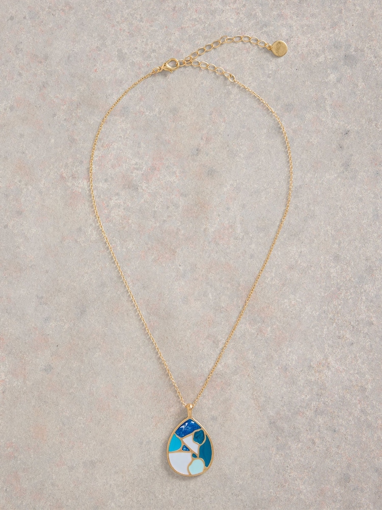 White Stuff Gold Tone Mosaic Tile Drop Necklace - Image 2 of 3