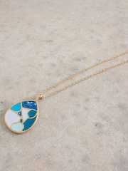 White Stuff Gold Tone Mosaic Tile Drop Necklace - Image 3 of 3