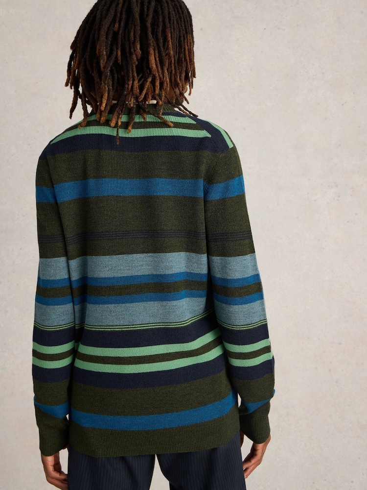 White Stuff Green Newport Merino Stripe Crew Jumper - Image 2 of 6 White Stuff Green Newport Merino Stripe Crew Jumper - Image 2 of 6