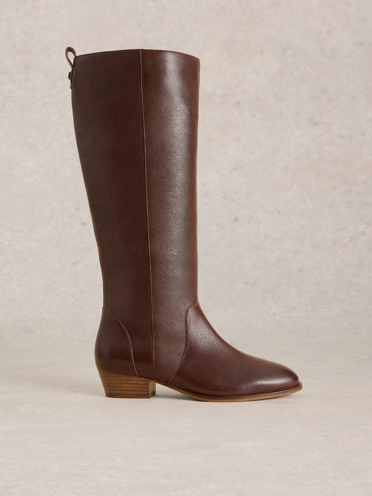 White Stuff Brown Willow Leather Knee High Boots - Image 1 of 5