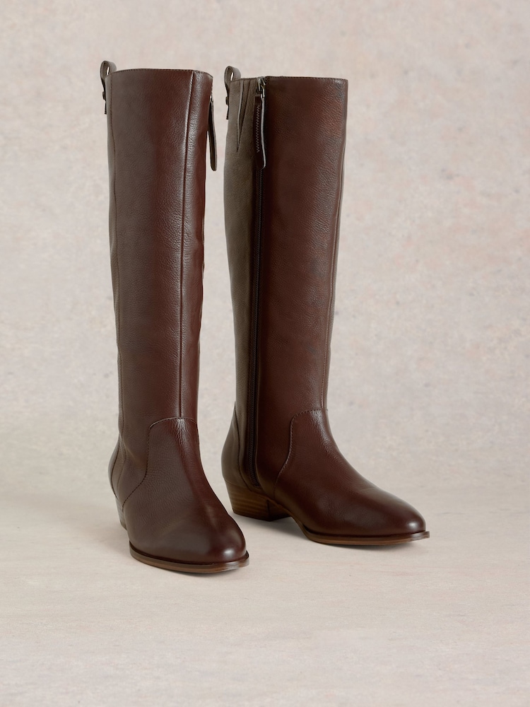 White Stuff Brown Willow Leather Knee High Boots - Image 2 of 5