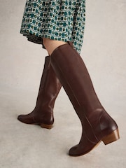 White Stuff Brown Willow Leather Knee High Boots - Image 5 of 5