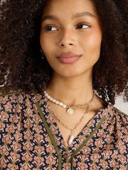 White Stuff Gold Tone Pearl Multi Layer Necklace - Image 1 of 3