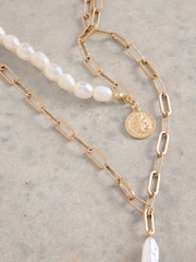 White Stuff Gold Tone Pearl Multi Layer Necklace - Image 3 of 3