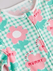 Green Mummy Family Two Way Zip 100% Cotton Sleepsuit (0mths-2yrs) (0mths-2yrs) - Image 4 of 11