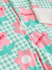 Green Mummy Family Two Way Zip 100% Cotton Sleepsuit (0mths-2yrs) (0mths-2yrs) - Image 5 of 11