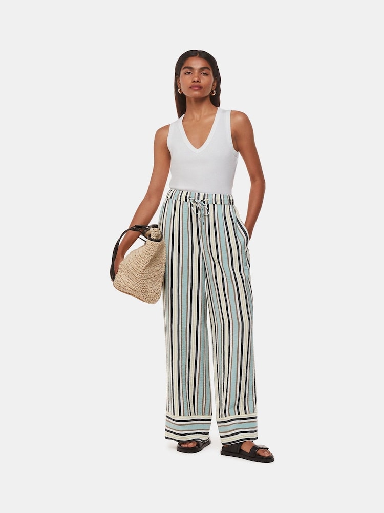 Whistles Natural Petite Vertical Stripe Nicola Trousers - Image 1 of 5