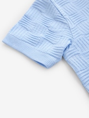 Baker by Ted Baker Blue Textured 100% Cotton Polo Shirt - Image 7 of 7