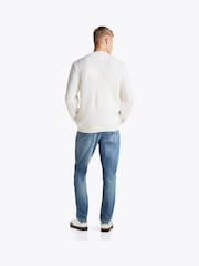 Tommy Jeans White Regular Fit Waffle Sweater - Image 3 of 5