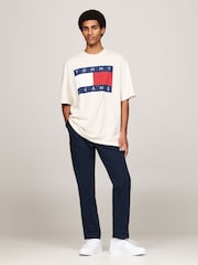 Tommy Jeans White Oversized Melange Flag 100% Cotton T-Shirt - Image 4 of 5