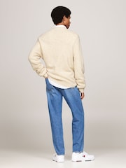 Tommy Jeans Cream Regular Fit Cream Melange Flag Sweater - Image 2 of 5