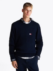 Tommy Jeans Blue Regular Fit Waffle Sweater - Image 1 of 7