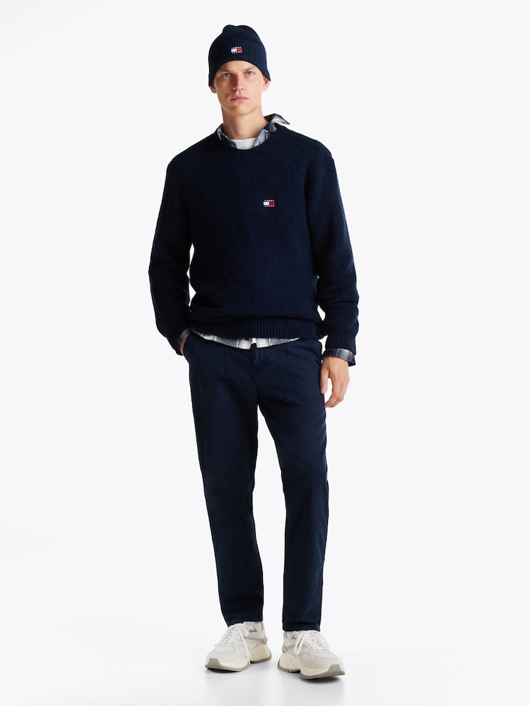 Tommy Jeans Blue Regular Fit Waffle Sweater - Image 4 of 7
