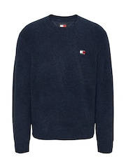 Tommy Jeans Blue Regular Fit Waffle Sweater - Image 6 of 7