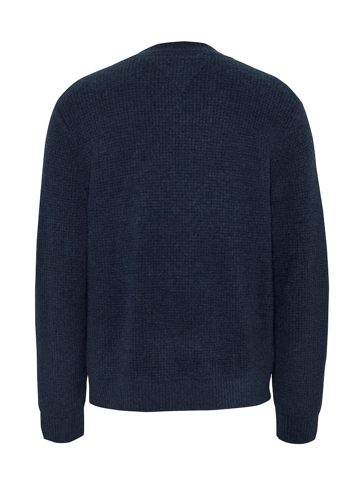 Tommy Jeans Blue Regular Fit Waffle Sweater - Image 7 of 7